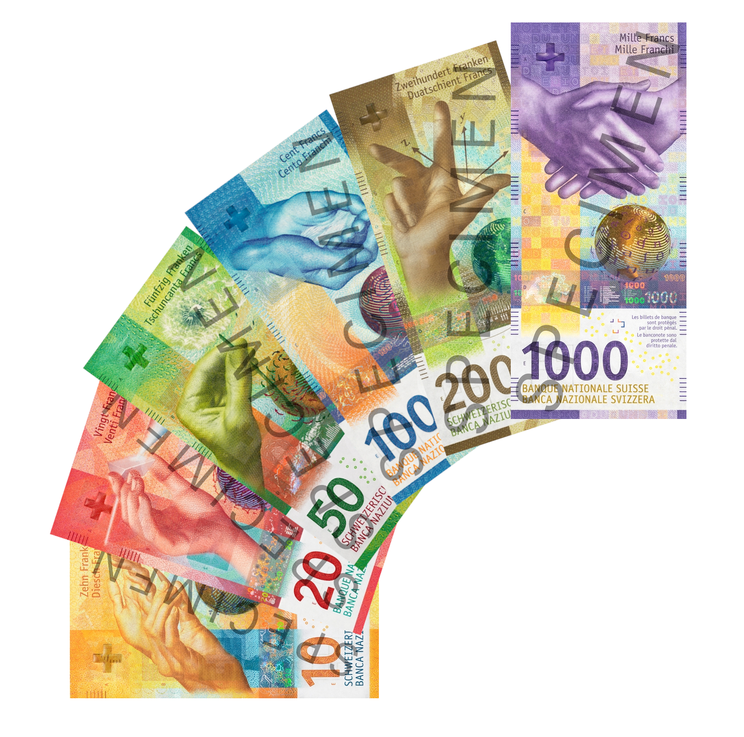 Swiss franc banknotes