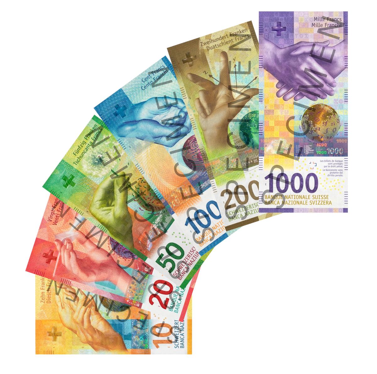 Swiss franc banknotes