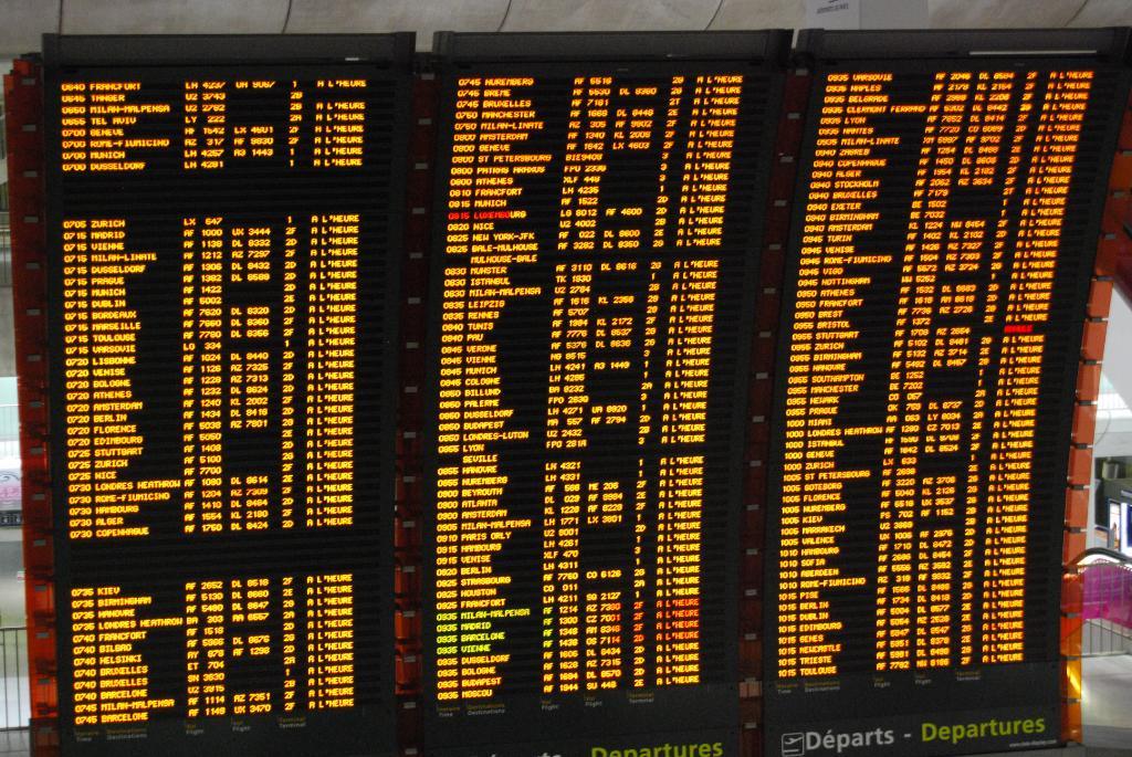 European airport departures board