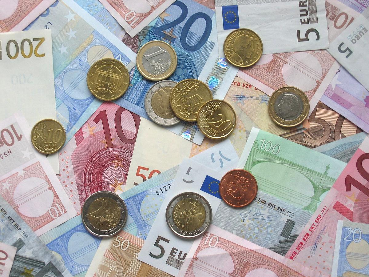 euro banknotes coins