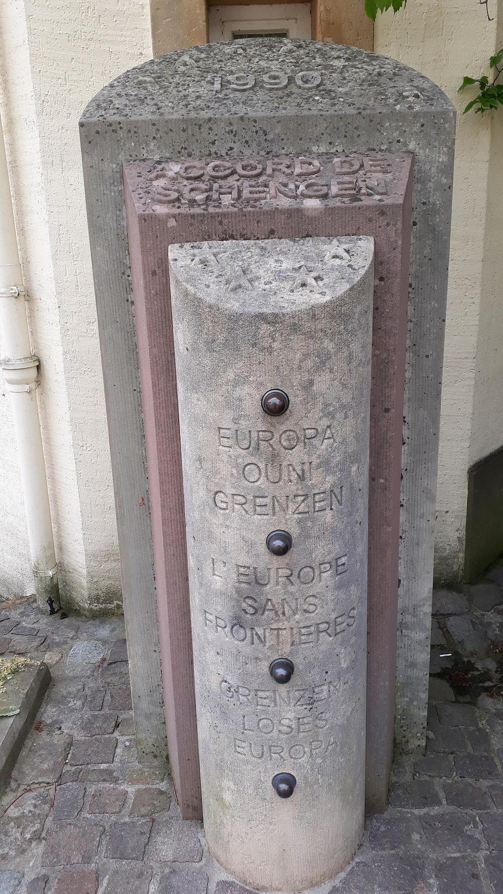 Schengen Agreement monument columns