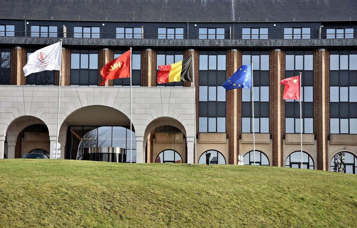European Union flags Brussels
